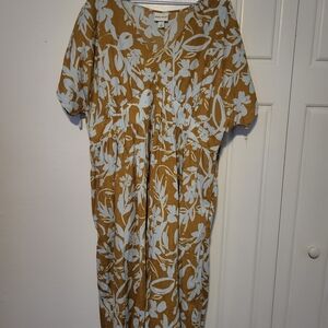 Ava & Viv Brown and Blue Floral Midi Dress